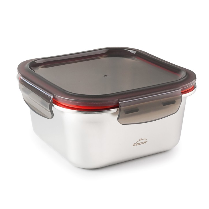 HERMETICO INOX: 18 5X18 5Xh8cm. 1500ml. ACERO INOX 18 10 Ref.64614 HERMETICO INOX: 18 5X18 5Xh8cm. 1500ml. ACERO INOX 18 10 Ref.64614