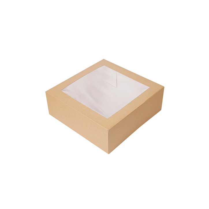 CAJA PASTELERIA: CUADRADA CON VENTANA DECORADO NATURAL 16X16X8cm. (50Und.) Ref.256.90 CAJA PASTELERIA: CUADRADA CON VENTANA DECORADO NATURAL 16X16X8cm. (50Und.) Ref.256.90