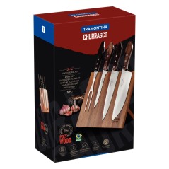 TRAMONTINA: JUEGO DE CUCHILLOS CON SOPORTE MAGENETICO - 5 PIEZAS - Ref.21198 981