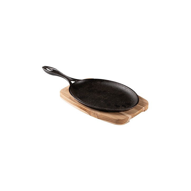 TRAMONTINA: SARTEN MIX GILL OVALADA DE HIERRO FUNDIDO CON BASE DE MADERA DE TEKA 38 5X19cm. - Ref.10239 638 TRAMONTINA: SARTEN MIX GILL OVALADA DE HIERRO FUNDIDO CON BASE DE MADERA DE TEKA 38 5X19cm. - Ref.10239 638