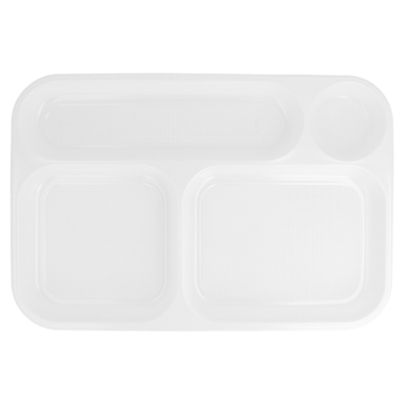 BANDEJAS PARA LLEVAR - 4 COMPARTIMENTOS - 36x24 CM BLANCO PS (100Uds.) Ref.208.76