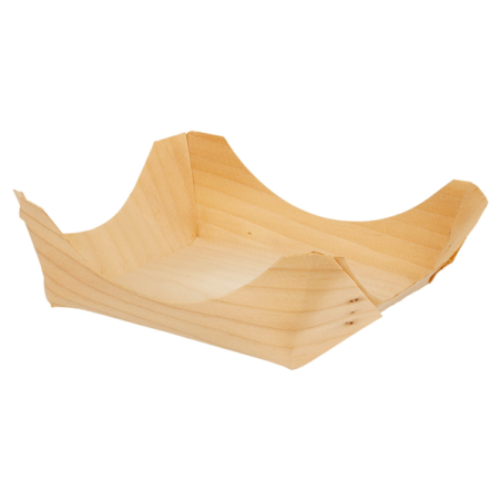 VAJILLA CATERING SERIE NATURA: HOJUELA DE ALAMO 10X10X3 5cm. (100uni.) 100% Ecologico Ref.191.87