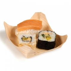 VAJILLA CATERING SERIE NATURA: HOJUELA DE ALAMO 10X10X3 5cm. (100uni.) 100% Ecologico Ref.191.87