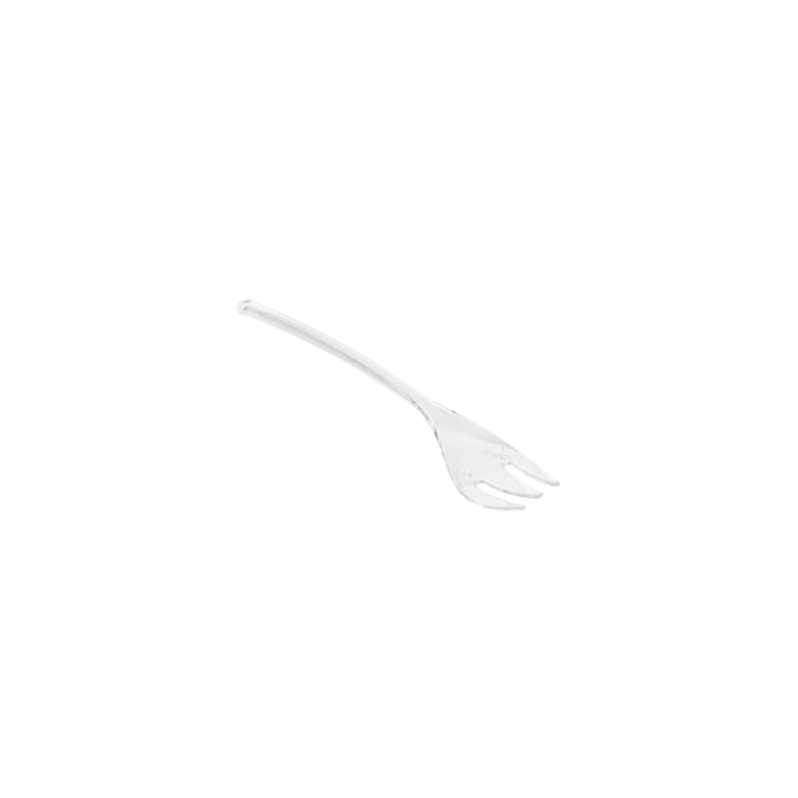 VAJILLA CATERING SERIE REUTILIZABLE: CUBIERTO MINI TENEDOR 10.5cm. TRANSPARENTES PS (Paq.200Uds.) Ref.129.16