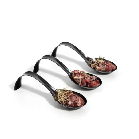 VAJILLA CATERING SERIE REUTILIZABLE: CUCHARA ARCO DE BOCADO NEGRO 12 8X4cm. PS 50 Uds. Ref.5682R