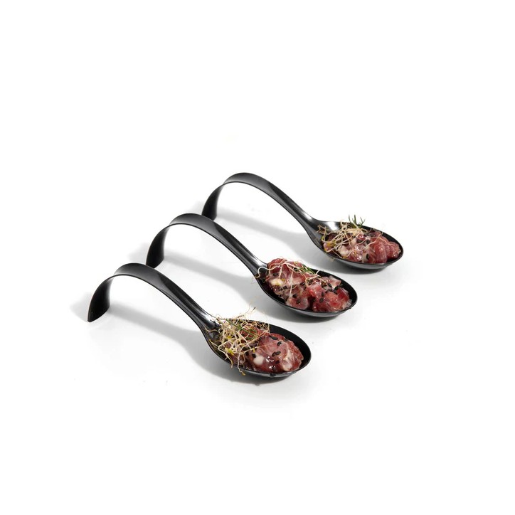 VAJILLA CATERING SERIE REUTILIZABLE: CUCHARA ARCO DE BOCADO NEGRO 12 8X4cm. PS 50 Uds. Ref.5682R VAJILLA CATERING SERIE REUTILIZABLE: CUCHARA ARCO DE BOCADO NEGRO 12 8X4cm. PS 50 Uds. Ref.5682R