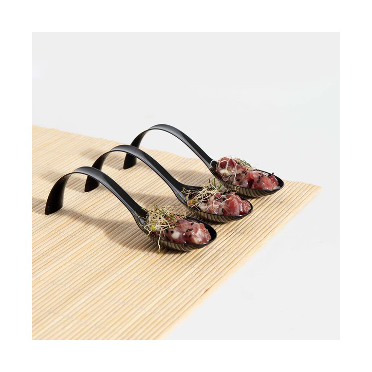 VAJILLA CATERING SERIE REUTILIZABLE: CUCHARA ARCO DE BOCADO NEGRO 12 8X4cm. PS 50 Uds. Ref.5682R VAJILLA CATERING SERIE REUTILIZABLE: CUCHARA ARCO DE BOCADO NEGRO 12 8X4cm. PS 50 Uds. Ref.5682R