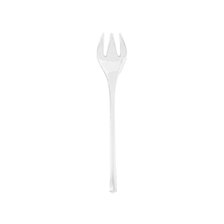 VAJILLA CATERING SERIE REUTILIZABLE: CUBIERTO MINI TENEDOR 10.5cm. TRANSPARENTES PS (Paq.200Uds.) Ref.129.16