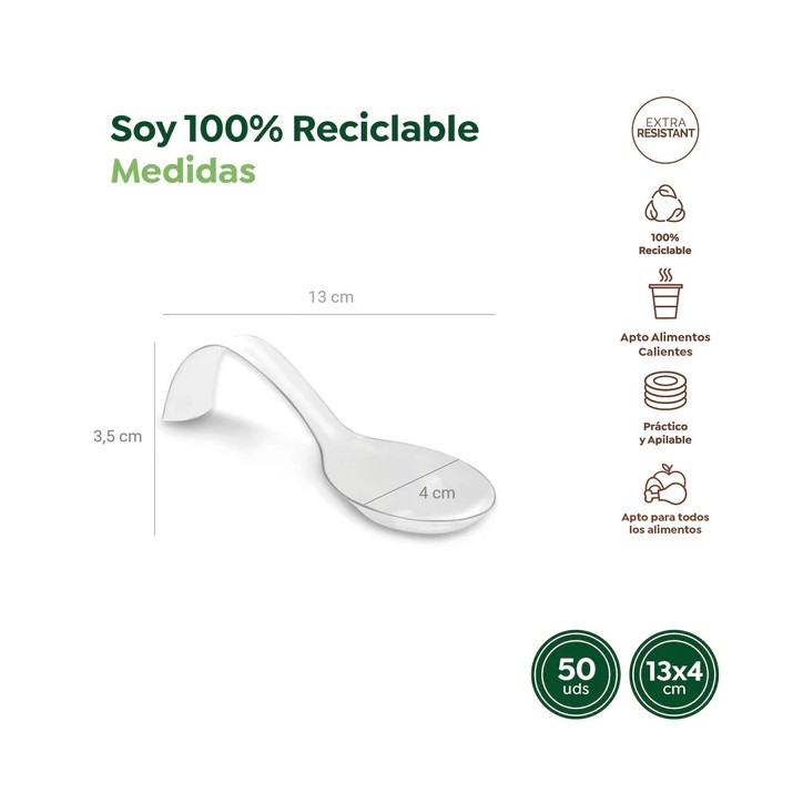 VAJILLA CATERING SERIE REUTILIZABLE: CUCHARA ARCO DE BOCADO TRANSPARENTE 12 8X4cm. PS 50 Uds. Ref.5672R