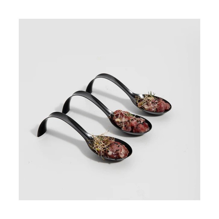 VAJILLA CATERING SERIE REUTILIZABLE: CUCHARA ARCO DE BOCADO NEGRO 12 8X4cm. PS 50 Uds. Ref.5682R VAJILLA CATERING SERIE REUTILIZABLE: CUCHARA ARCO DE BOCADO NEGRO 12 8X4cm. PS 50 Uds. Ref.5682R