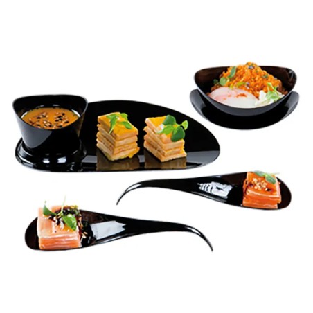 VAJILLA CATERING ARAVEN: CUENCO HONDO DEGUSTACION 8cl 90X84XH32mm. NEGRO (50uni.) Ref.41745