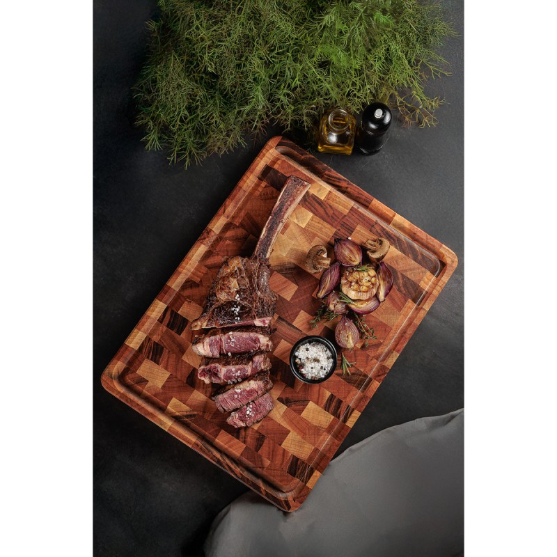 TABLA DE CORTE PREMIUM: MADERA DE TEKA MOD.CUBUS 45X34Xh3cm. Ref.13460-351