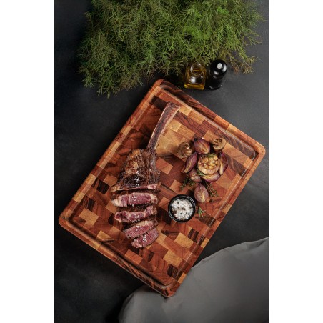 TABLA DE CORTE PREMIUM: MADERA DE TEKA MOD.CUBUS 45X34Xh3cm. Ref.13460-351