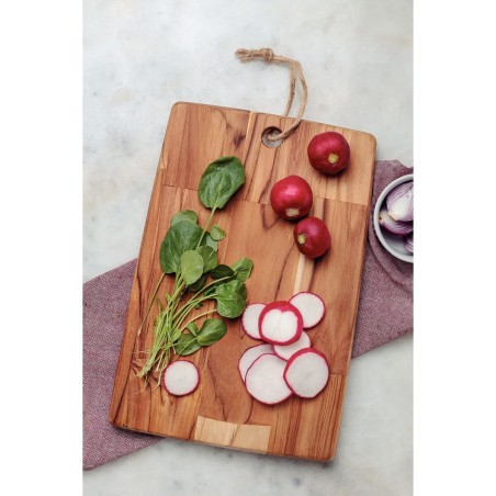 TABLA DE CORTE PREMIUM: MADERA DE TEKA MOD.LINEAS 34x23xH1 8cm. Ref.13273-351