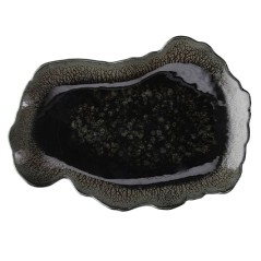 ARRECIFE VERTIGO: BANDEJA ORGANICA PORCELANA COLOR NEGRO 30X20cm. Ref.RY020305962