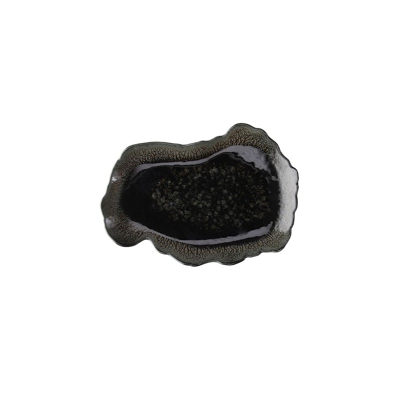 ARRECIFE VERTIGO: BANDEJA ORGANICA PORCELANA COLOR NEGRO 30X20cm. Ref.RY020305962