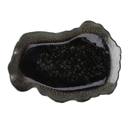 ARRECIFE VERTIGO: BANDEJA ORGANICA PORCELANA COLOR NEGRO 30X20cm. Ref.RY020305962