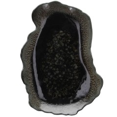 ARRECIFE VERTIGO: BANDEJA ORGANICA PORCELANA COLOR NEGRO 30X20cm. Ref.RY020305962