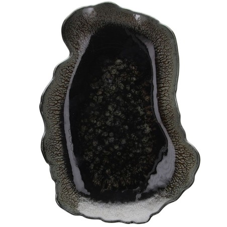 ARRECIFE VERTIGO: BANDEJA ORGANICA PORCELANA COLOR NEGRO 30X20cm. Ref.RY020305962