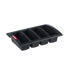 ARAVEN: PORTA CUBIERTOS PLASTICO HORECA NEGRO 530X325Xh100mm. Ref.41128