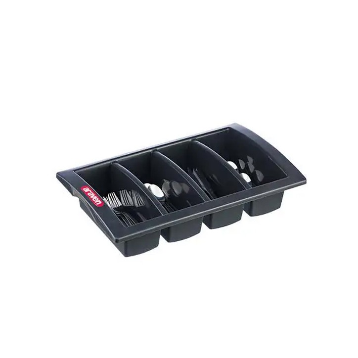 ARAVEN: PORTA CUBIERTOS PLASTICO HORECA NEGRO 530X325Xh100mm. Ref.41128
