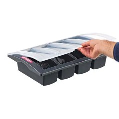 ARAVEN: PORTA CUBIERTOS CON TAPA PLASTICO HORECA 530X325Xh100mm. Ref.09863