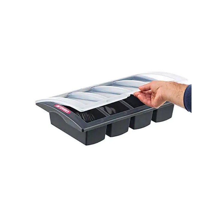ARAVEN: PORTA CUBIERTOS CON TAPA PLASTICO HORECA 530X325Xh100mm. Ref.09863