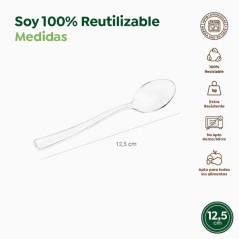 VAJILLA CATERING: MINI CUCHARA REUTILIZABLES 10 7Cm. TRANSPARENTE (50Uds.) Ref.1804R