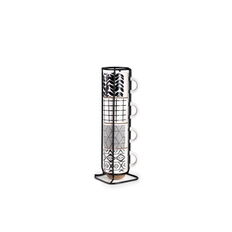 SET 4 TAZAS 130ml. DECORADAS MARKEN   SOPORTE  Ref.697201