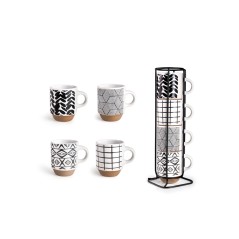 SET 4 TAZAS 130ml. DECORADAS MARKEN   SOPORTE  Ref.697201