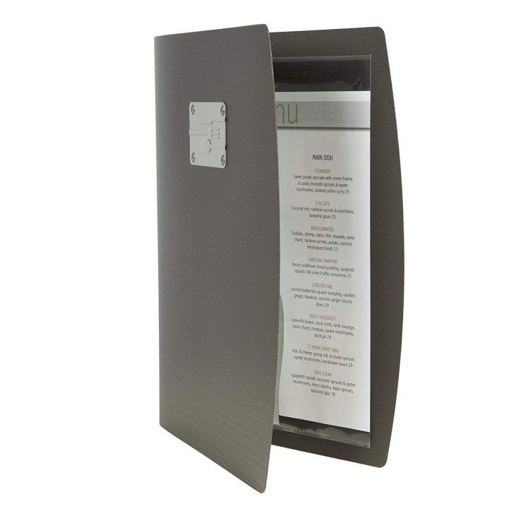 SECURIT: A-4 CARTA MENU NEGRA 1 FUNDA DOBLE LOGO TENEDOR Y CUCHILLO Ref.B645MCRCA4BL