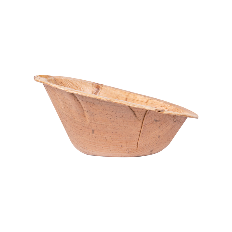 VAJILLA CATERING SERIE NATURA: MINI CUENCO OVAL INCLINADO `ARECA` 10x7 2x4 8cm. 70ml. (25 Uds.) 100% Ecologico Ref.250.45