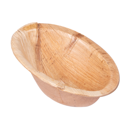 VAJILLA CATERING SERIE NATURA: MINI CUENCO OVAL INCLINADO `ARECA` 10x7 2x4 8cm. 70ml. (25 Uds.) 100% Ecologico Ref.250.45