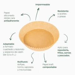 AIRFRYER: MOLDE PAPEL PARA FREIDORAS DE AIRE Ø20Xh4 5cm. (50uds.) Ref.3939FM