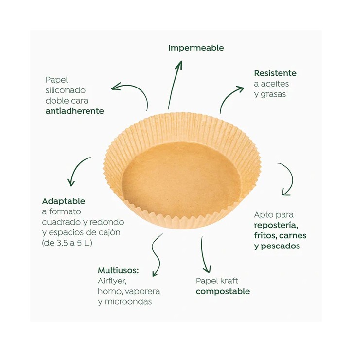 AIRFRYER: MOLDE PAPEL PARA FREIDORAS DE AIRE Ø20Xh4 5cm. (50uds.) Ref.3939FM AIRFRYER: MOLDE PAPEL PARA FREIDORAS DE AIRE Ø20Xh4 5cm. (50uds.) Ref.3939FM