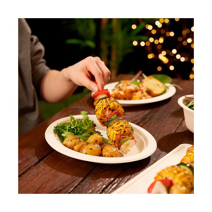 ECOLINE CANA DE AZUCAR: BANDEJA OVAL 26X19Xh2cm. (50uds) Ref.PLPABI000010