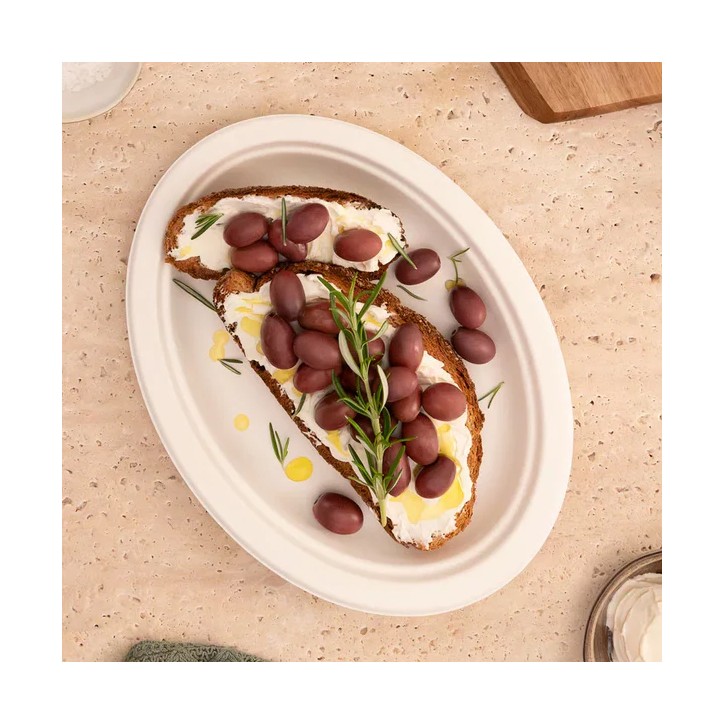 ECOLINE CANA DE AZUCAR: BANDEJA OVAL 26X19Xh2cm. (50uds) Ref.PLPABI000010