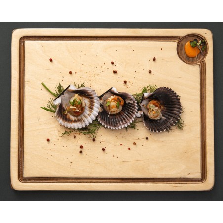 DE LA ROCA: BANDEJA PARA CARNE CON CANAL MADERA ABEDUL 360X290mm. Ref.FC-RT3629B-FP5.5