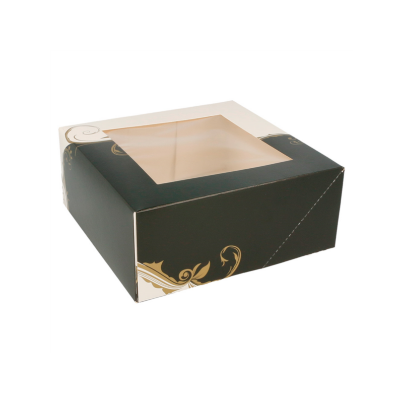 CAJAS PASTELERIA CON VENTANA `THEPACK` DECORADO CLASSIC NEGRO - BLANCO 50Uds. - 3 Medidas disponibles.