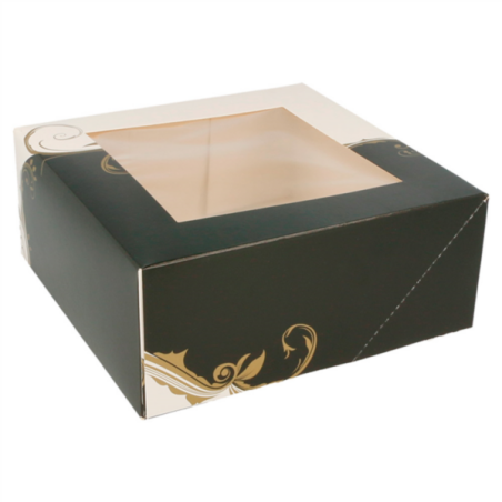 CAJAS PASTELERIA CON VENTANA `THEPACK` DECORADO CLASSIC NEGRO - BLANCO 50Uds. - 3 Medidas disponibles.