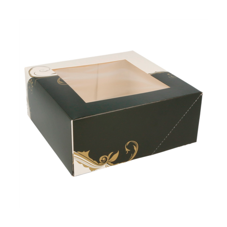 CAJAS PASTELERIA CON VENTANA `THEPACK` DECORADO CLASSIC NEGRO - BLANCO 50Uds. - 3 Medidas disponibles.