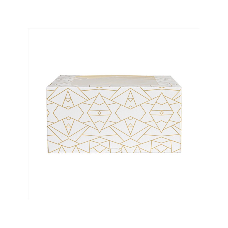 CAJAS PASTELERIA CON VENTANA `THEPACK` DECO BLANCO DORADO 50Uds. - 5 Medidas disponibles.