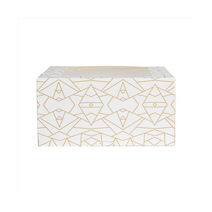 CAJAS PASTELERIA CON VENTANA `THEPACK` DECO BLANCO DORADO 50Uds. - 5 Medidas disponibles.
