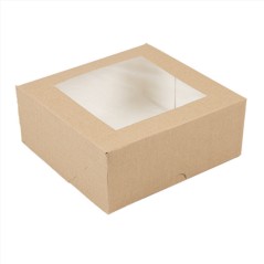 CAJAS PASTELERIA CON VENTANA `THEPACK` - NATURAL KRAFT - 50Uds. - 5 Medidas disponibles.
