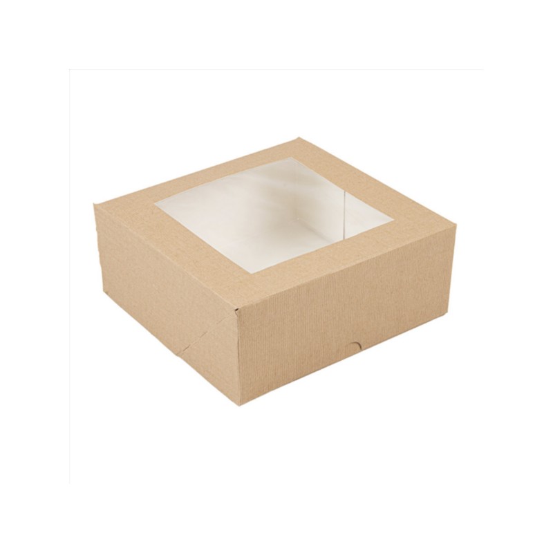CAJAS PASTELERIA CON VENTANA `THEPACK` - NATURAL KRAFT - 50Uds. - 5 Medidas disponibles.
