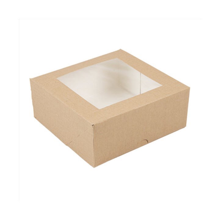 CAJAS PASTELERIA CON VENTANA `THEPACK` - NATURAL KRAFT - 50Uds. - 5 Medidas disponibles.