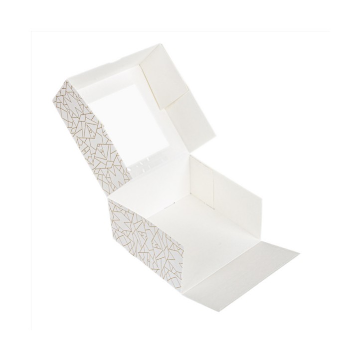 CAJAS PASTELERIA CON VENTANA `THEPACK` DECO BLANCO DORADO 50Uds. - 5 Medidas disponibles.