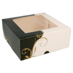 CAJAS PASTELERIA CON VENTANA `THEPACK` DECORADO CLASSIC NEGRO - BLANCO 50Uds. - 3 Medidas disponibles.