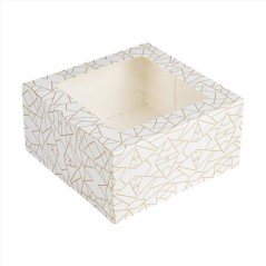CAJAS PASTELERIA CON VENTANA `THEPACK` DECO BLANCO DORADO 50Uds. - 5 Medidas disponibles.