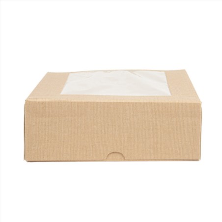 CAJAS PASTELERIA CON VENTANA `THEPACK` - NATURAL KRAFT - 50Uds. - 5 Medidas disponibles.